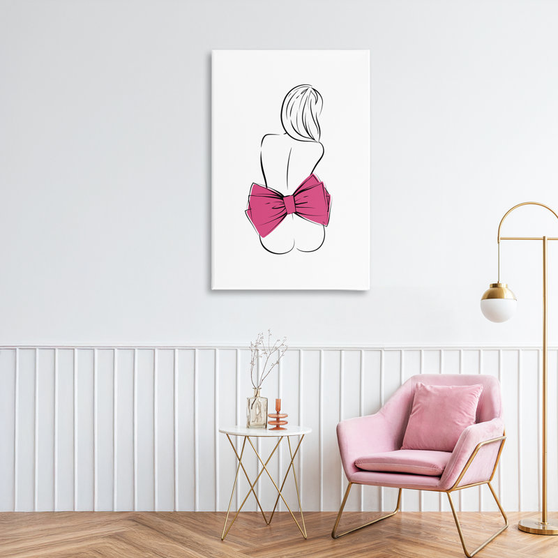 Toile nue rose avec nœuds, design par Martina Pavlova, H 36 po x l 24 po