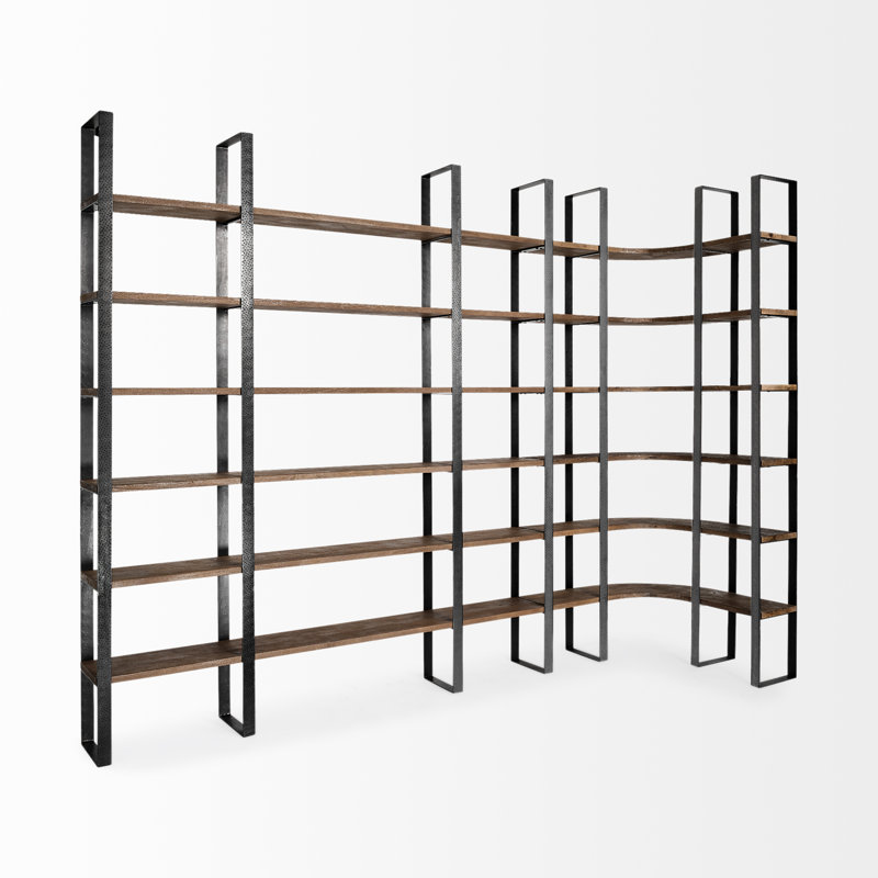 Corner Bookcase, Black/Dark Brown
