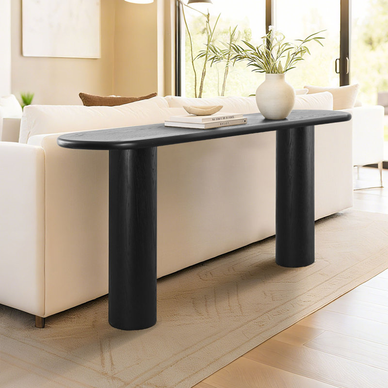 60"  Modern Oval Narrow Console Table, Black