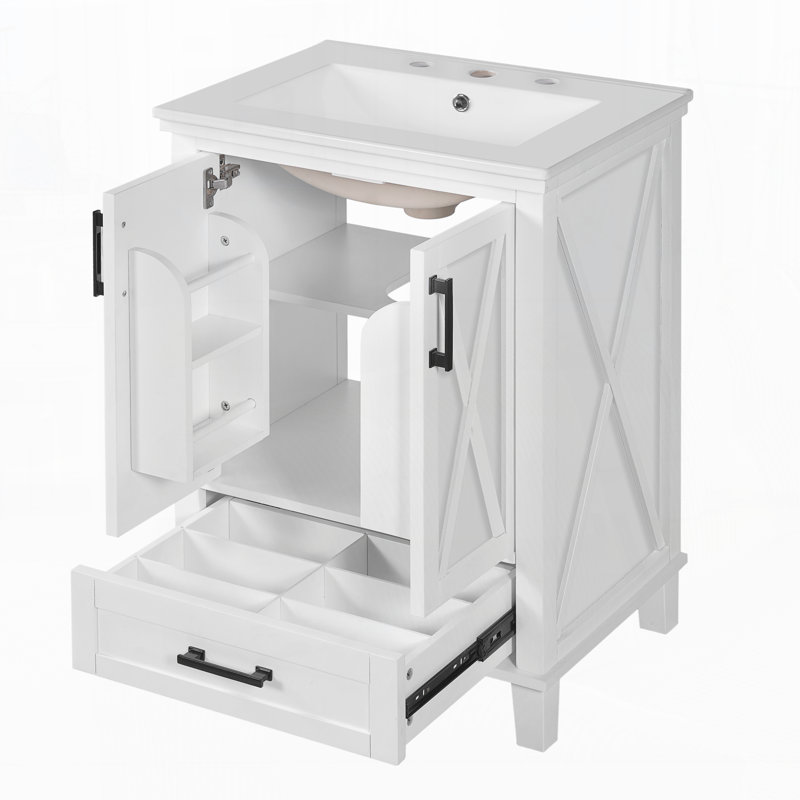 Meuble-lavabo de 24 po avec lavabo, Blanc