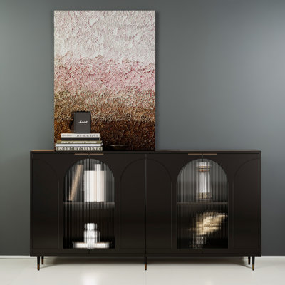 60" Kitchen Storage Sideboard Buffet Cabinet Console Table by Everly Quinn