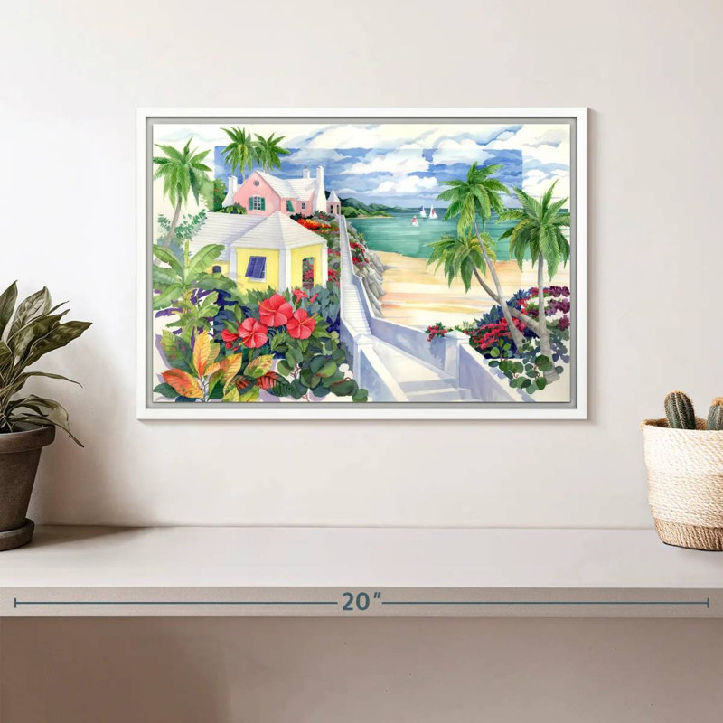 Island Cliff, Cadre flottant blanc, 13 po x 9 po
