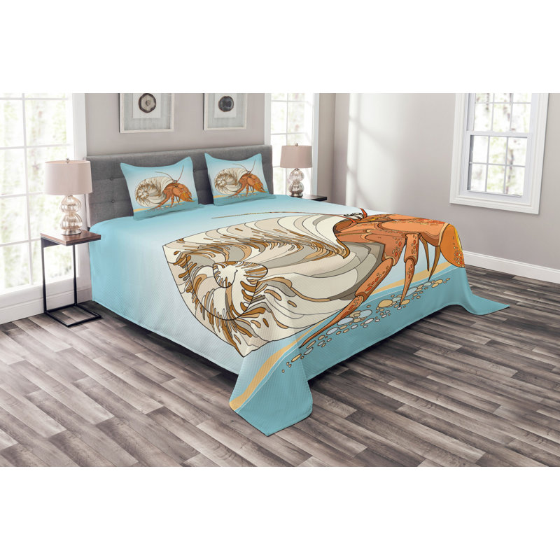 Acampora Green/Brown Microfibre Bedspread Set, 220 x 264 cm
