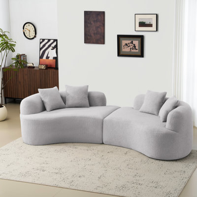 Revêtement en tissu courbé gris à quatre places, idéal pour les espaces de vie principaux, conception à compression complète, à ressorts et en mousse, facile à placer avec un espace approprié, éponge, support, modules mobiles