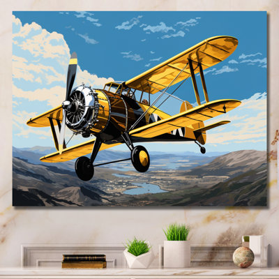 " Yellow Airoplane Over The Lake "