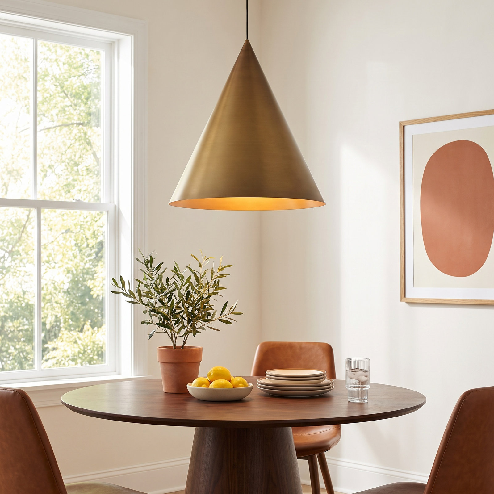 Assie Single Light Aluminum Dimmable Pendant, Gold