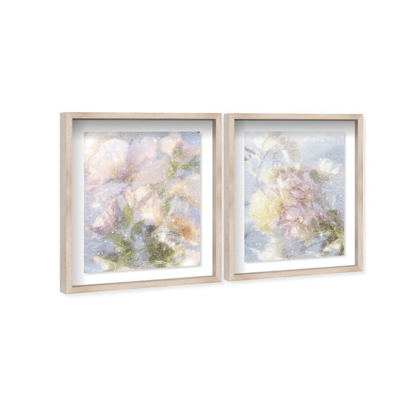 Floral Haze Set Shadowbox Floral & Botanical Print by Oliver Gal, Black Frame, 16 x 20, 25.5"H x 31.5"W