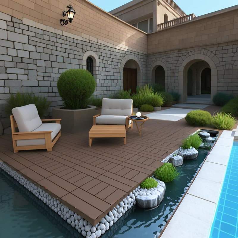 Paquet de 44 tuiles de terrasse emboîtables, installation facile, carreaux de plastique résistants aux intempéries et nécessitant peu d'entretien pour le porche, la piscine, le balcon, la cour et l'intérieur