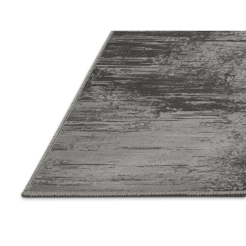 Machine Washable Space Gray Area Rug, Square 4'