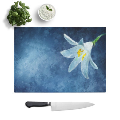 White Flower Painting Chopping Board