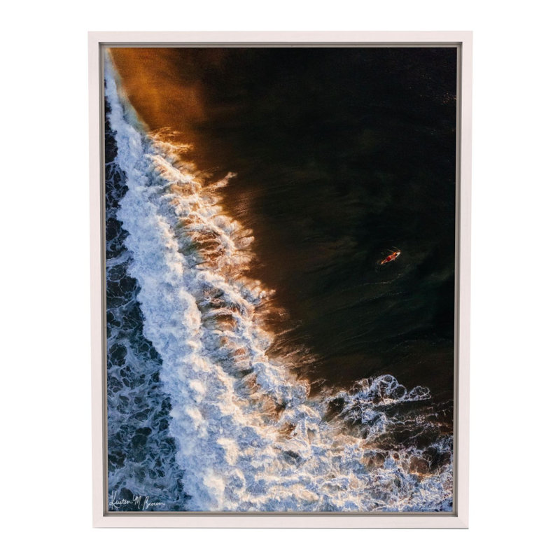 «Waves The Rush» par Kristen M. Brown, H 27,5 po x l 21,5 po x P 1,25 po, Toile avec cadre blanc