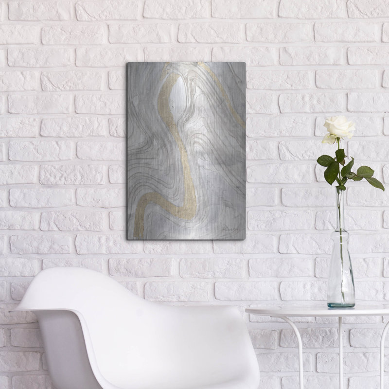 Art mural en métal «Shimmering Water 3 Neutral» par Albena Hristova, H 24 po x l 16 po