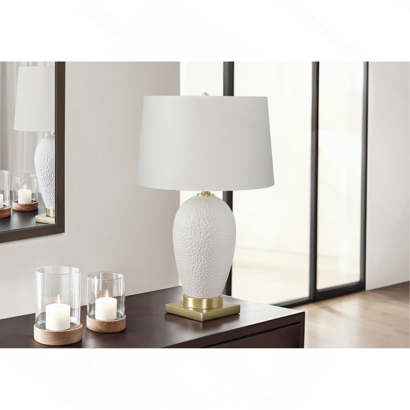 Lighting, 26"H, Table Lamp, White Ceramic, Ivory / Cream Shade, Transitional