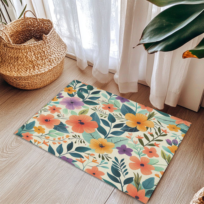 Tapis tressé pétales en pleine floraison, Rectangulaire 3 pi x 5 pi