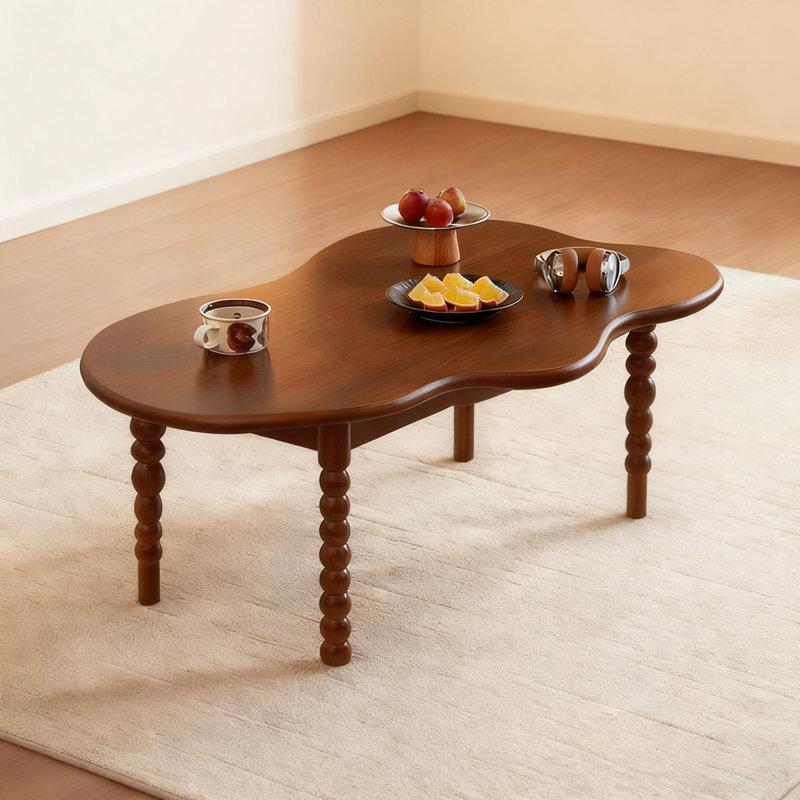 Table basse rétro en noyer massif, Noyer