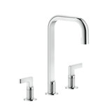 Metro Knurled High Bathroom Faucet - Widespread - 8" Brass