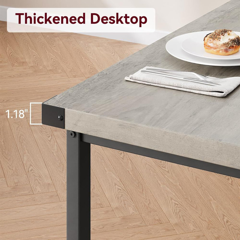 Gray Metal and MDF 3-Piece Dining Table Set with Upholstered Benches