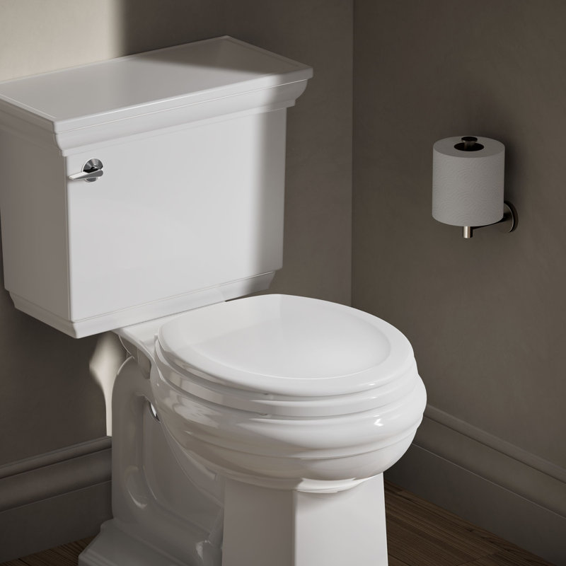 Stonewood Compression-Molded Wood Toilet Seat with Color-Matched Plastic Hinges, Round, White