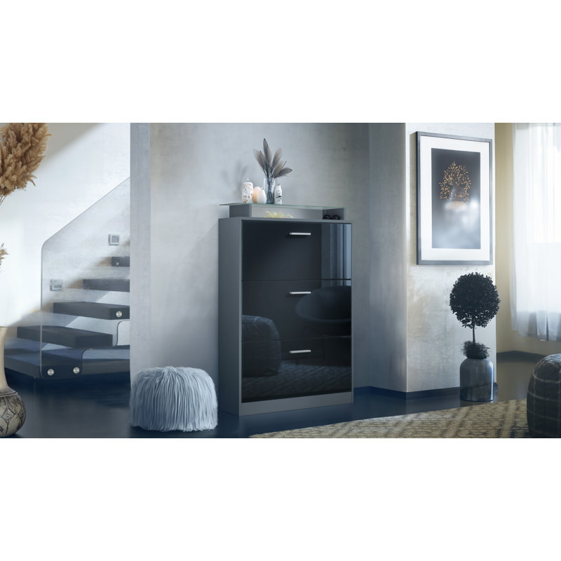 24 Pair Shoe Storage Cabinet, Anthracite/Black