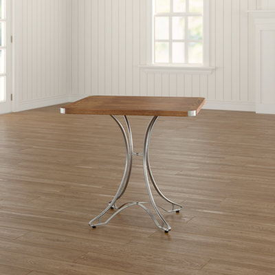 Solid Wood Top Metal Base Dining Table