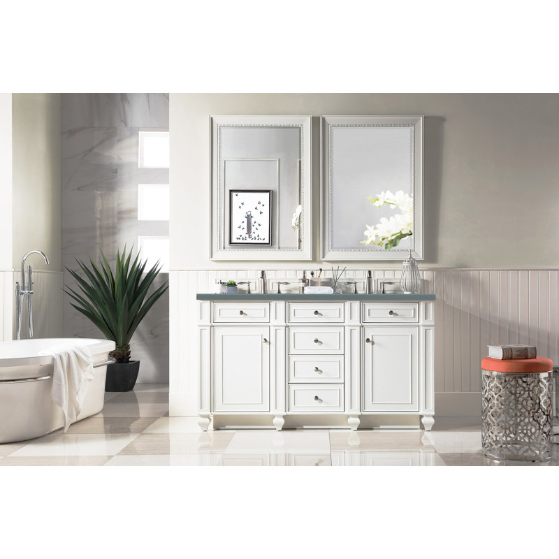 Bristol 60'' W Double Vanity, Bright White, Lime Delight, 8" Widespread