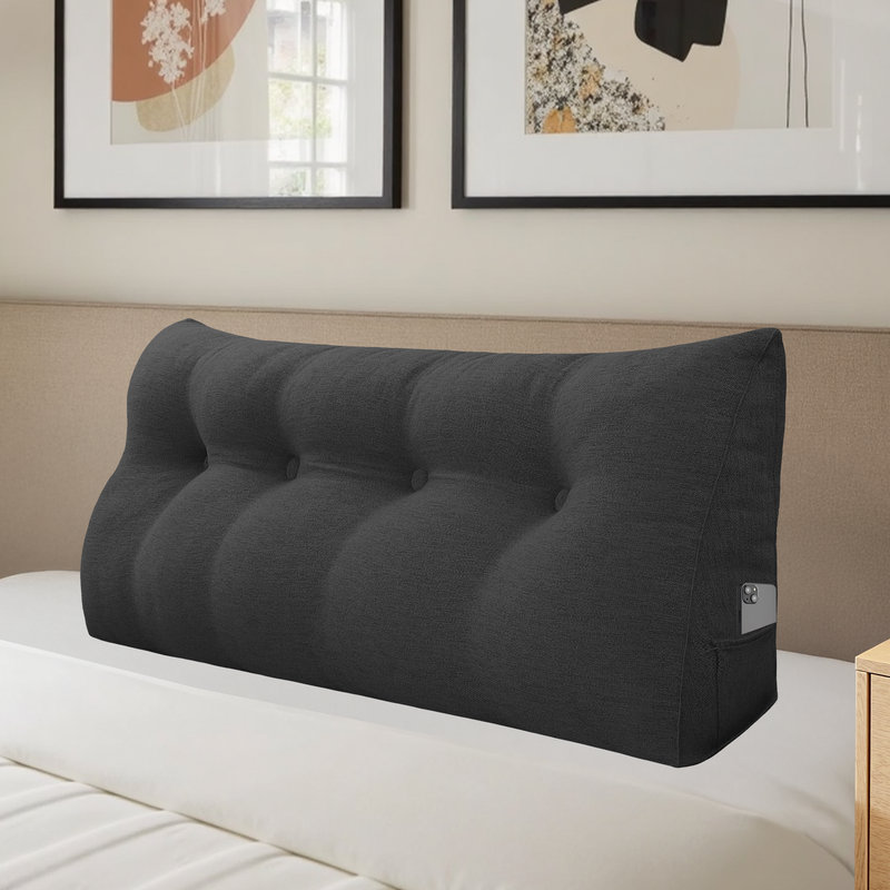 180cm Wedge Bed Backrest, 50cm H x 180cm W x 20cm D, Anthracite Grey
