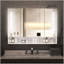 Armoire de salle de bain moderne en aluminium 39 po x 28 po avec miroirs, lumières DEL et compartiments de rangement à plusieurs niveaux