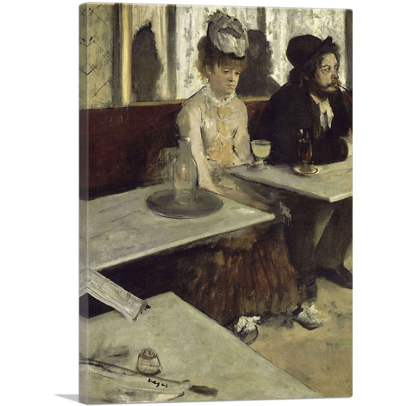 «The Absinthe Drinker 1875» par Edgar Degas, peinture sur toile tendue, H 18 po x l 12 po x P 1,5 po