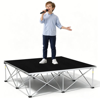 Plateforme de scène portable 122 x 122 cm, hauteur 42 cm, capacité de charge 700 kg, rehausseurs de scène avec pieds à montage rapide pour groupes de musique, mariages, concerts et écoles – Installation facile, légère et résistante