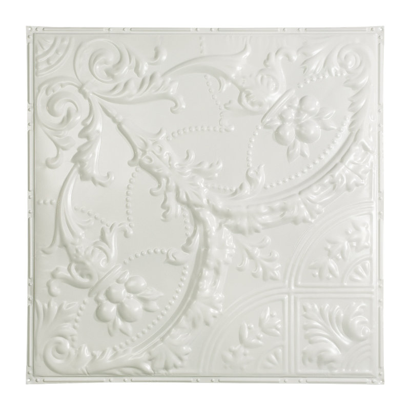 Carreau de plafond clouté Great Lakes Tin Saginaw (paquet de 5), Blanc brillant