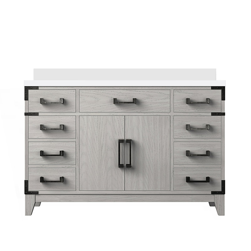 48 po X P 22 po D Meuble-lavabo simple avec comptoir en quartz blanc
