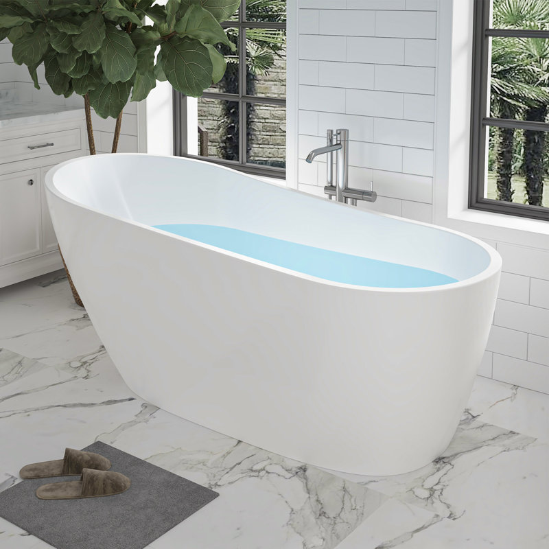 Cora 67" x 32" Freestanding Acrylic Bathtub, Pure White