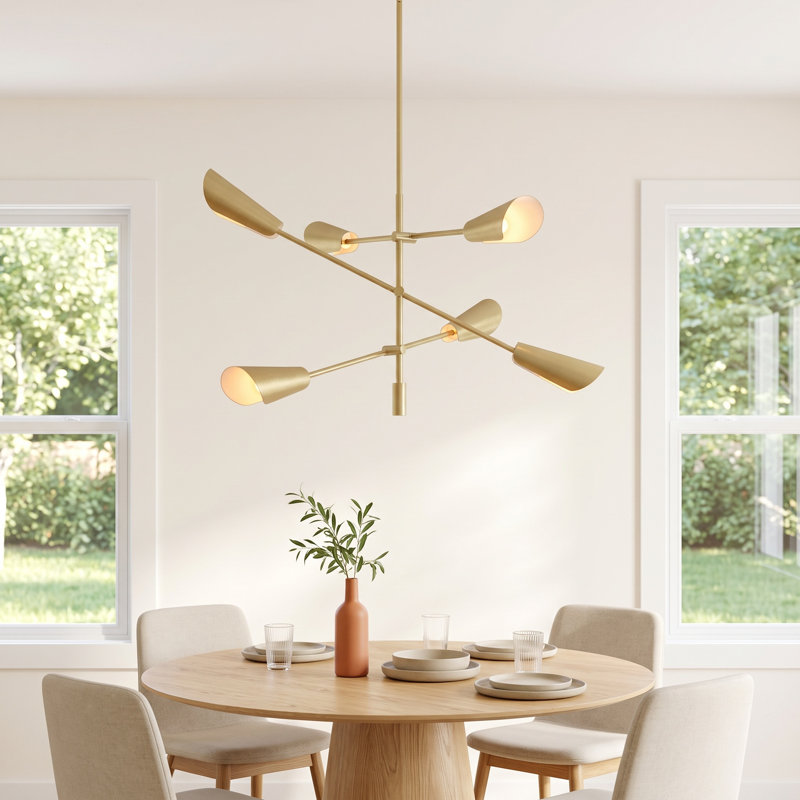 Circe 6 - Light Dimmable Modern Linear Chandelier, Brushed Gold