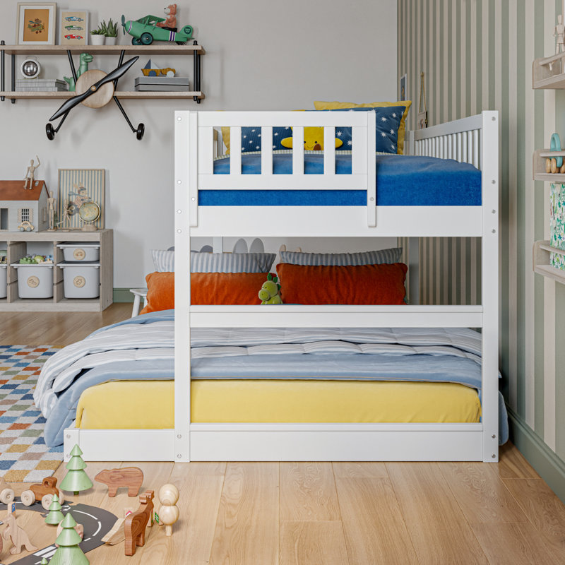 Malibu Wood Low Bunk Bed, Twin over Full, White