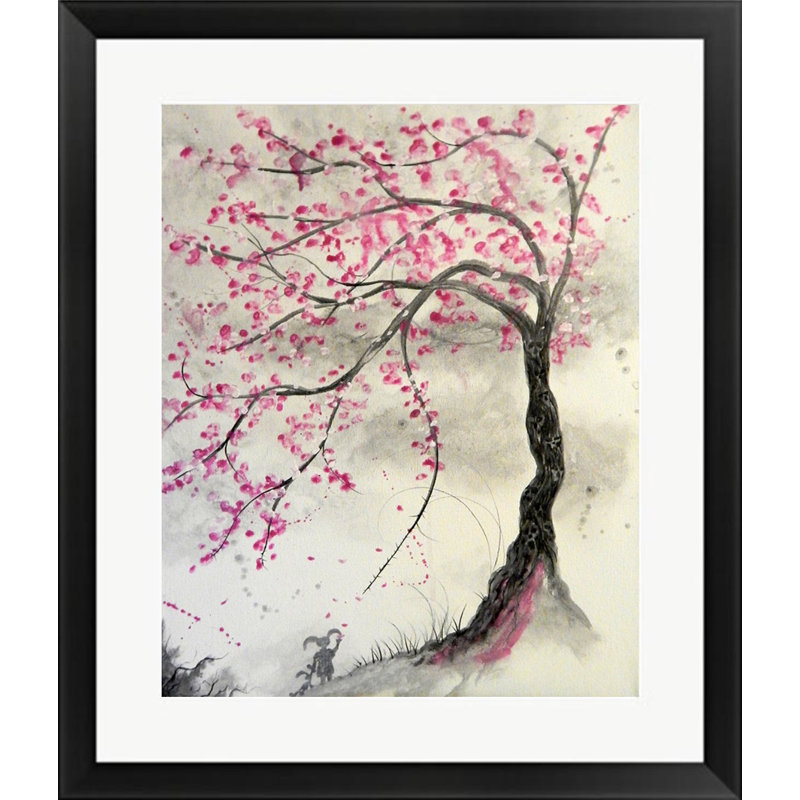 « cerise floral tree », reproduction de peinture à l’acrylique encadrée sur papier