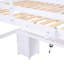 Lit mezzanine double blanc avec bureau, armoires de rangement et prises de recharge - poste de travail stable, 4 armoires-573316872