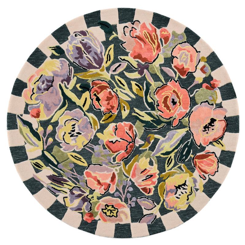 Ranunculus And Checks Rug, Round 6'