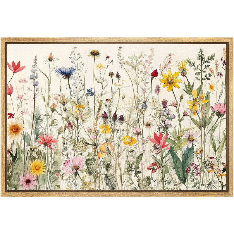 «Wildflowers Prints Minimalist» sur, Encadré naturel, H 16 po x l 24 po