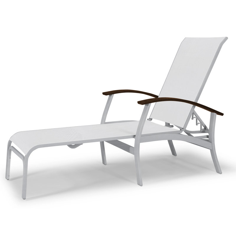 Belle Isle Outdoor Chaise Lounge, White 6D Sunbrella®, Kona P10, Textured Kona