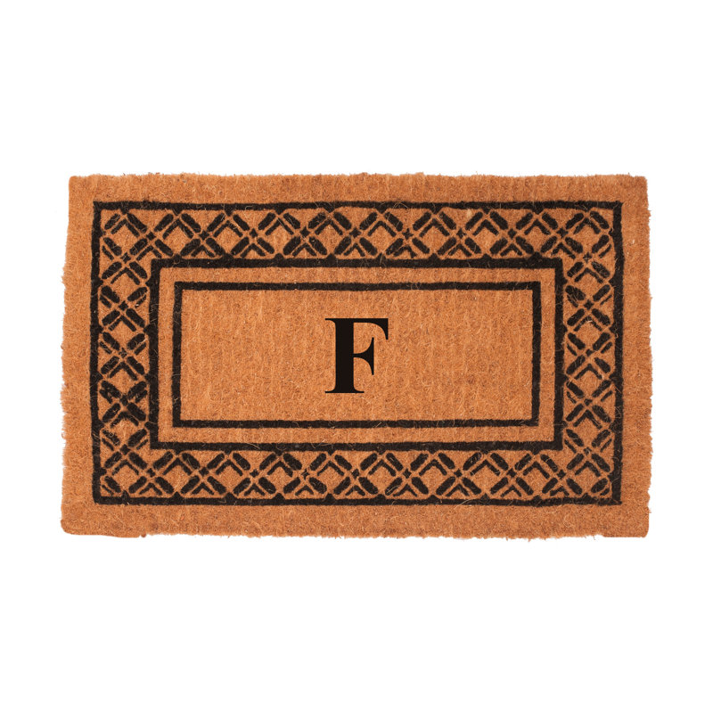 Belamy Monogrammed Welcome Outdoor Doo Mat, F, 2' x 3'3"