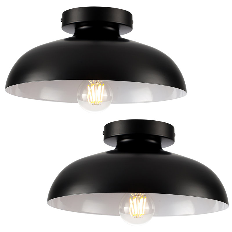 Plafonnier semi-encastré industriel 1 lumière 1 lumière, Black