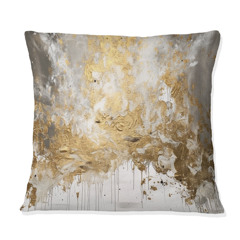 Coussin Golden Abstract, H 18 po x l 18 po, Carré
