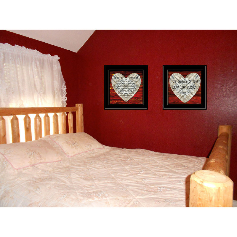 «Love is patient / Mesure», art mural encadré 2 pièces pour la maison par Cindy Jacobs, White Framed