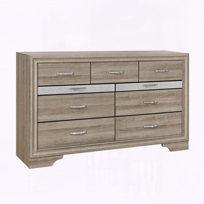 Commode Ryder au fini naturel, 7 tiroirs spacieux, style moderne