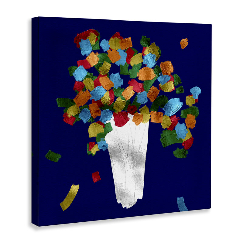 «Abstract Flower Vase Floater», art mural sur toile par Bellasai Art, H 17 po x l 17 po x P 1,5 po