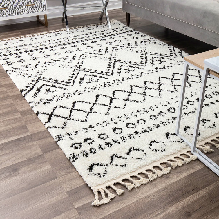 Reena Mason Shag Tribal Whisper White Area Rug