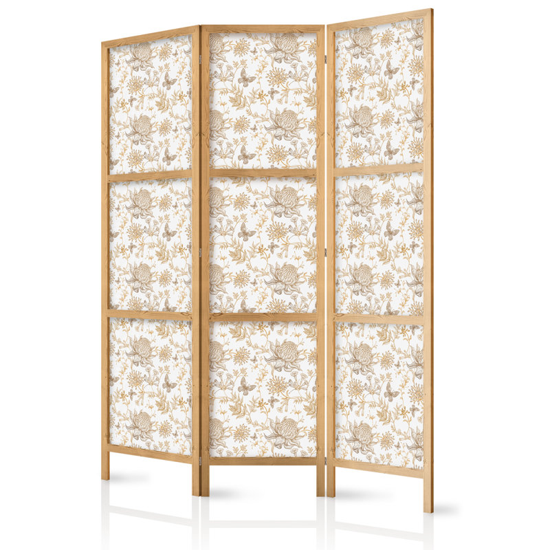 171cm H Solid Wood Folding Room Divider, 171cm H x 135cm W x 1.2cm D, 3