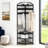 4-in-1 Metal Corner Hall Tree Organizer – Freestanding Entryway Rack with 4 Mesh Shelves, 12 Movable Hooks & Shoe Shelf – Space-Saving Storage for Bedroom, Living Room, Office
