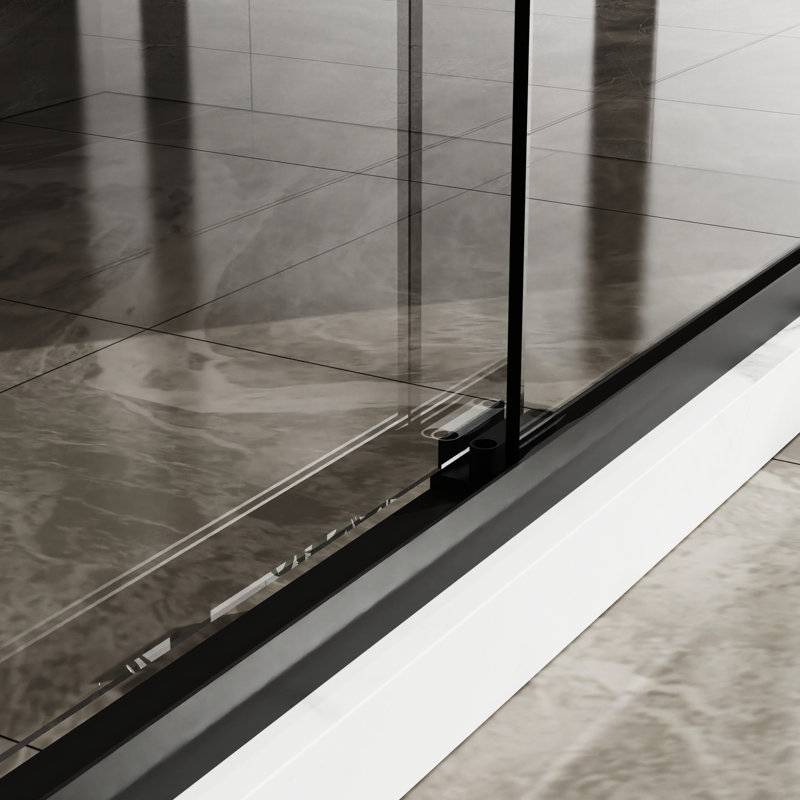 Double Sliding Shower Door 60"X72" - Tempered Glass, Matte Black, Enticing Black Frame, Easy Installation
