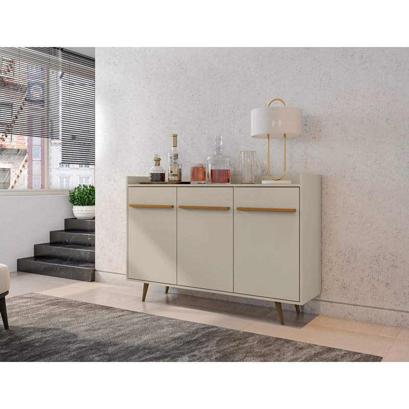 Buffet blanc cassé 54 po avec 4 tablettes Bradley, Blanc cassé